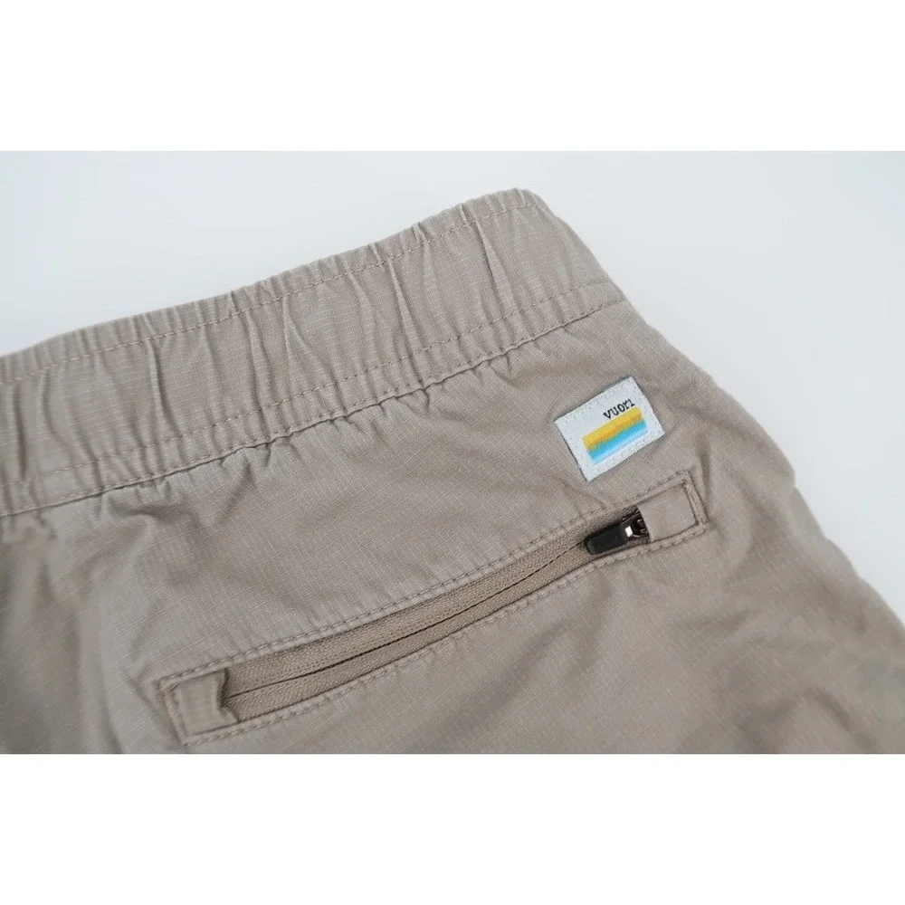 Vuori Ripstop Shorts Mens Small Khaki V370 Hiking Stretch Organic Cotton Zip